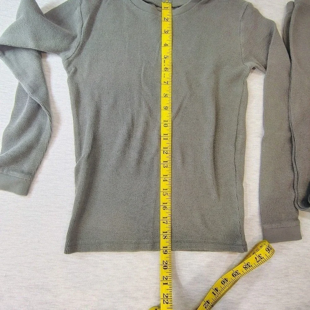Burt's Bees Kids Gray Thermal Set Organic Cotton Waffle Knit Pajamas Size 12Y